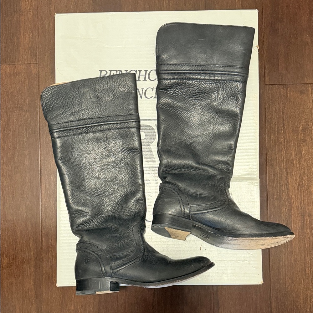 FRYE Black Melissa Trapunto Leather Boots Size 7